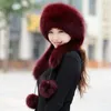 ベレット女性冬の帽子2023フェイクファーボンバーハット屋外風力スカーフ温かい耳の保護ロシアの雪スキーキャップ