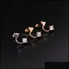 Dangle żyrandol 1 zakład kolczyki ze stali nierdzewnej dla kobiet mini biżuterię mody Bling Rhinestone Reting Earring Mankiety Dhdge