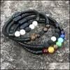 Arts et artisanat de la mode en cuir lave chakra perles de pierre de pierre essentielle braceletbraceletbracelet bracelets en acier inoxydable bracelets fo dhmkx