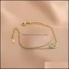 Anklets Gold Stainless Steel Anklet Bracelet For Women Lucky Transfer Round Card Double Layer Summer Foot Chain Beach Leg Jewelry Dr Otnyl