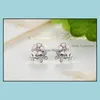 Stud Luxury 925 Sterling Sier Poetic Daisy Cherry Blossom Drop Earrings Clear Pink CZ Flower Women Engagement Studs for Fashion Deli OTRK1