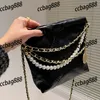 CC Luxusmarke Schulter Perle Tragbare Goldmünze Frauen Klassiker mit Clutch großer Diamantgitter Leder Brieftasche