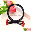 Cheveux Bandes De Caoutchouc Style Haute Élasticité Simple Arc Noir Cordes Rouge Ou Colorf Perles Anneau Pour Fille Femmes 60C3 Drop Delivery Jewelry Dhj85