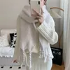 Scarves Designer Brand Cashmere Womens Scarf Winter Thick Warm Solid Cape Wraps Female Bandana Pashmina Tassel Foulard Blanket