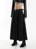 Skirts Korean Style Vintage Pleated Skirt Long Women Autumn Low Rise Preppy Casual A-Line Midi With Belt 90s Streetwear