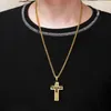 Pendant Necklaces Simple Two-Tone Stainless Steel Curve Cross Necklace For Men