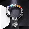 Charm Armband Natural Stone Strand Colorf Crystal Pärled Heart Charms Armband Healing Energy Bangle Female Jewelry Q82fz Drop Deli Dhvcx