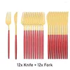 Servis uppsättningar 24 st/set Rose Knives Forks Set rostfritt stål Flatvaror Tabeller Western Cotlary Silverware Kitchen Accessories