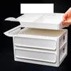 Badkameropslag organisatie plastic cosmetics doos stijlvol lade type gestratificeerde desktop dressoir organisator make -up houder juwelen case