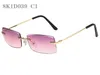 Sonnenbrillen für Damen, Vintage-Mode, Damen-Sonnenbrille, trendige Retro-Sonnenbrille, luxuriös, randlos, klein, schlank, Designer-Sonnenbrille 8K1D039