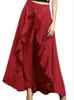 스커트 한국어 버전 섹시한 스타일 기질 넓은 발 불규칙한 시폰 주름 치마 바지 여성용 우아한 드레스 대형 우아한 드레스