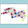 Tongue Rings 100Pcs/Lot Body Jewelry Fashion Mixed Colors Tounge Bars Barbell Piercing C3 Drop Delivery Dhn8D