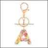 Nyckelringar Söt Colorf Letter Keychain för kvinnor Girl Charm Accessories 26 Engelska Inledande akrylkedja Ringbil Handväska Purse Decor Dhjoz