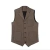 Gilet da uomo Gilet da uomo Misto lana Elegante senza maniche Risvolto con scollo a V Bottone Slim Fit a spina di pesce Gilet multitasche per matrimonio C