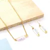 Necklace Earrings Set LUXUKISSKIDS Brand Needles Design Colorful Imitation Pearl Aesthetic Gold Color For Gifts Elegant Lady Jewelry