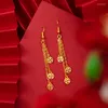 Dangle Earrings Genuine 18K AU750 Gold Drop Simple Plum Blossom Design For Women Tassel Fine Jewelry Christmas Gifts 2023