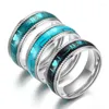 Anéis de casamento de 8mm de 8mm de eletrocardiograma da banda de padrões de moda de aço inoxidável para amantes Acessórios de joias