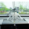 Interior Decorations Car Pendant Crystal Double Bell Auto Decoration Hanging Ornaments Charms Rearview Mirror Campanula Decor Accessories