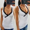 Women's Tanks Kayotuas Women Ladies Vest Top Sleeveless V-Neck Lace Casual Solid White Black Summer Sexy Loose Streetwear