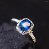 Pierścienie klastra Sapphire P1216 PURE 18 K Naturalne królewskie kamienie niebieskie Gemone 1.21ct Diamonds Gems Pierścień żeński