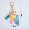 Keychains Colorful Sequins Filled 26 Letters Keychain With Pink Flower Women Girls Handbag Ornament Green Tassel Initial Alphabet Key Ring