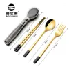 식기 세트 3pcs/set baby teaspoon spoon feeding fork 나이프기구 세트 스테인레스 스틸 어린이 학습 습관 아이들