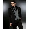 Men's Suits Silver Vest Black Blazer Trousers 2Buttons Wedding Men 3Pcs(Jacket Pants Waistcoat) Man Groomsman Business Prom Tuxedo