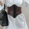 Belts Womens Artificial Leather Underbust Corset Waist Belt Steampunk Vintage Sexy Bustier Criss Cross Lace-Up Elastic Cincher