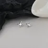 Stud Earrings Silver Color Asymmetric Four-pointed Star For Women Fashion Fairy Piercing Ear Simple Jewelry Banquet Gift