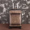 custom Calfskin Handmade trolley bags Pattern Travel Business Senior storage initial suitcase valise aluminium alloy holiday trolley Luxury luggage air box trunk