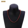 Collier de perles de cristal rouge pour femmes, style bohémien, chaîne en or avec strass simples, accessoire de plage d'été, cadeau ras du cou