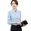 Blouses voor dames hoogwaardige herfstwitte paarse stropdas chiffon dames blouse elegante dames met lange mouwen blauw shirt werk dragen formeel kantoor