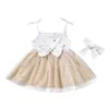 Robes de fille infantile bébé filles sans manches étoile Bowknot tulle jarretelle robe de princesse