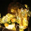 سلاسل جارلاند سلسلة الضوء المعدني في الهواء الطلق أوراق البطارية ليلة المهرجان مهرجان عيد الهالوين ديكور زفاف مصفرة LED