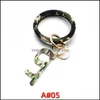 Llaveros Lanyards Pu Cuero Pulsera creativa Llavero para mujer Moda Floral Leopardo Pulsera Brazalete Llaveros Accesorios Dro Otb41