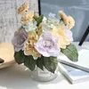 Decorative Flowers Tea Roses Bunch Artificial For Farmhouse Home Decor Fake Floral DIY Wreath Wedding Road Guide Bride Bouquets