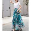 Rokken 2023 Zomer zijden rok Big Swing Chiffon Floral Women Bohemian Beach PP-037