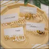 Hoop Huggie Casual Trendy Gold Geometric Butterfly Round Pearl Earrings Set For Women Harts Acrylic Heart Jewelry Gifts Drop Delive Otbok