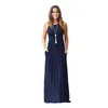 Casual Dresses Women Maxi Loose Spring Long Sleeve Elegant Evening Party Dress With Pocket Solid O Neck Black