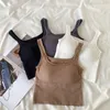 Camisoles & Tanks SP&CITY Korean Fashion Simple Striped Women's Camisole Sports Cotton Seamless With Chest Pad Bra Breathable