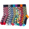 Men's Socks 2023 European American Fashion Dynamic Color National Tide Wild Men's Square Diamond Medium Long Tube Cotton 1 Pairs