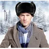 Berets B-7219 MANNEN FAUX LEREN WINTER USHANKA HAT Volwassen vacht Russische vrouwen Sovjet bommenwerper hoeden sneeuwkap