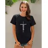 T-shirts femme jésus imprimé pur coton col rond T-shirt femmes Section mince hauts blancs été Style coréen vêtements