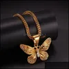 Pendant Necklaces Fashion Flawless Butterfly Necklace Gold Stainless Steel Women Sweater Chain Jewelry Designer Hip Hop Mens Gift Dr Otsu2