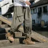 Men's Pants MRGB 2023 Black Men Baggy Cargo Elastic Waist Man Joggers Size Pocket Male Casual Oversized Gray Green Trousers