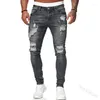 Jeans pour hommes Mode Noir Ripped Skinny Hommes Harajuku Rip Pantalon Slim Jean Classique Élastique Coton Denim Mâle Vêtements Streetwear