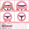 Steering Wheel Covers Car Cover Gear Shift Handbrake Fuzzy 1 Set Multi-Colored With Winter Warm Plush Fashion For Girl Women