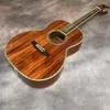 39 "Full Koa Wood 0045 Luxury Black Finger Abalone Shell Mosaic Acoustic Acoustic Guitar
