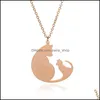 Pendant Necklaces Stainless Steel Cute Cat Delicate Minimalist Gold Little Dinosaur Necklace Rose Dragon Jewelry Gift For Him With C Ot9Gh