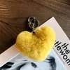 Heart Shaped Faux Rabbit Fur Keychains Pom Pom Ball Pendant Keychain Plush Car Keyring Bag Pendent Accessories Promotion Gift Wholesale Price